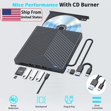 External CD DVD Drive USB 3.0 Player Burner Writer for PC Laptop Windows 11 10
