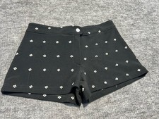 vtg PEEP shorts large USA made black micro flowers