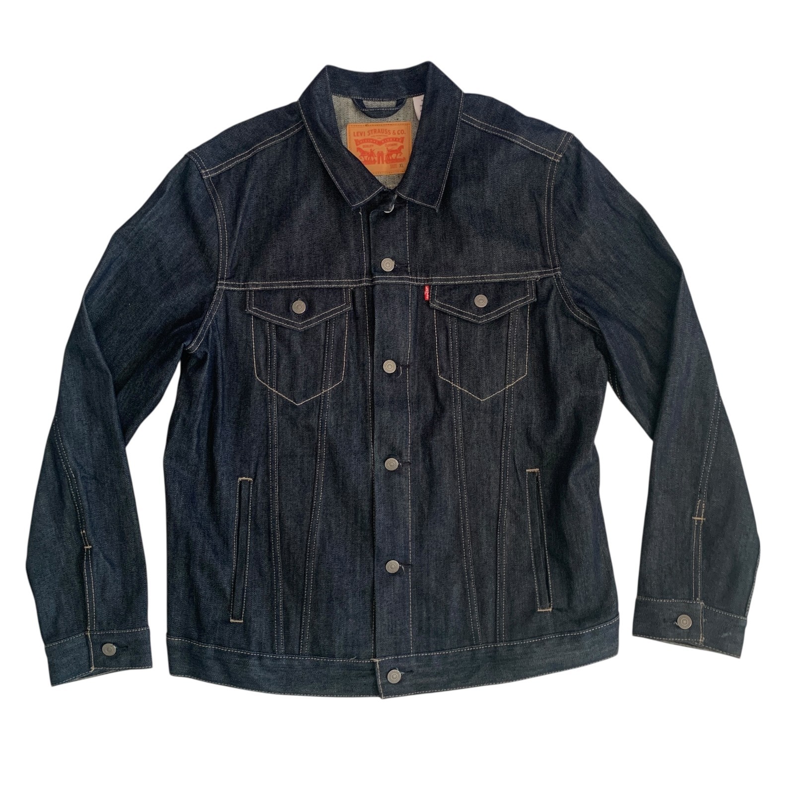 Levi's Men's Size XL Dark Wash Blue Standard Denim Jean Trucker Jacket