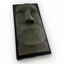 Green & Black Easter Island Stone Face Tissue Box Cover Tissues Come Out Of Nose