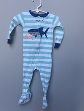 Carter  s 12 month striped shark one piece pajama set