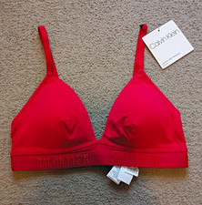 Calvin Klein Modern Cotton Red Lightly Lined Wireless Logo Bralette S