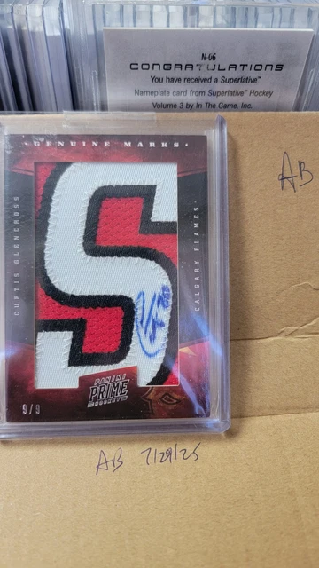 Curtis Glencross Panini Prime Genuine Marks Flames Auto Nameplate Letter S 9 /9