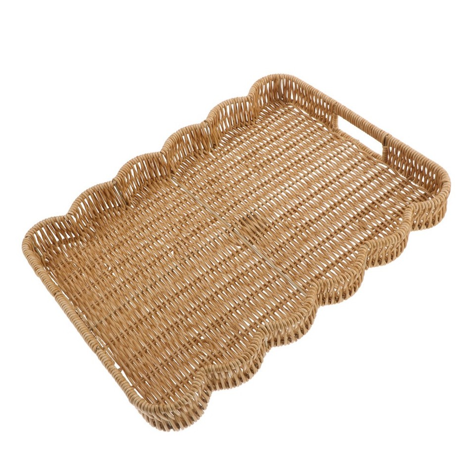 Regutangular Shape Woven Tray with Handles, Rectangle Shape, 16x12x2