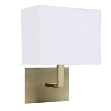 Searchlight Brass Switched White Rectangular Shade Wall Fitting Bracket Light