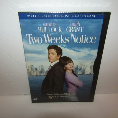 Two Weeks Notice DVD Full Screen Brand New and Sealed Sandra Bullock Movie