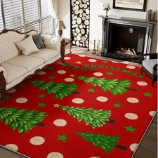 850gm  Velvet  Non-Slip Plastic Backing, Machine Washable Mat with Christmas Tr