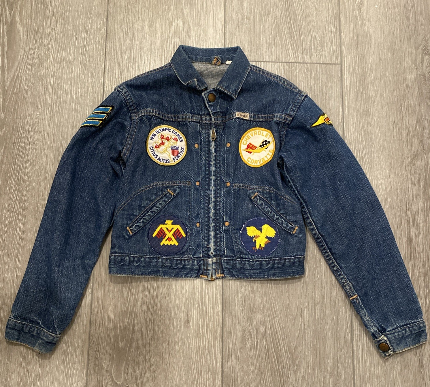 VTG 1950s Kids Wrangler Jean Jacket Blue Bell Selvedge Denim