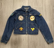 VTG 1950s Kids Wrangler Jean Jacket Blue Bell Selvedge Denim Size 12 Zip Up
