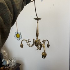 Vintage Antique Mcm Brass Chandelier Light Fitting Cottage Core