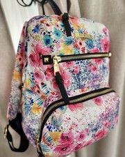 Steve Madden Rare Water Color Floral Print Backpack With Laptop Padded Storage