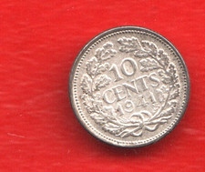 NETHERLAND 10 CENTS 1941  SILVER