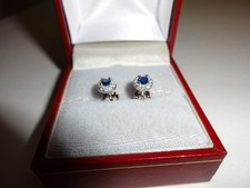 Created Sapphire and diamond halo stud earrings in sterling silver