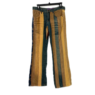 90s Y2K Gypsy Jeans Women's Patchwork Corduroy Denim Striped Flare Jeans