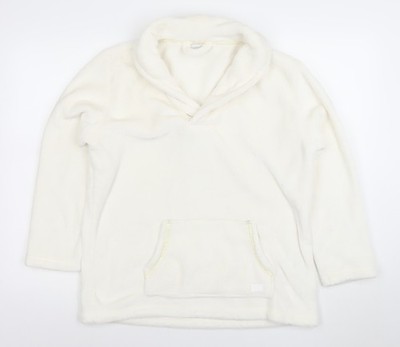 ARI JOHN ROCHA Damen Elfenbein Pullover Hoodie Größe 14 Fleece Taschen Winter
