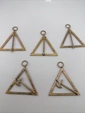 Vintage Masonic Triangle Jewels Lot 5 Royal Arch York Rite Watch Fob Pendants C1
