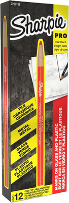 Sharpie Peel-Off China Markers, Wax, Grease Pencils, Fine Point, Red, Box of 12