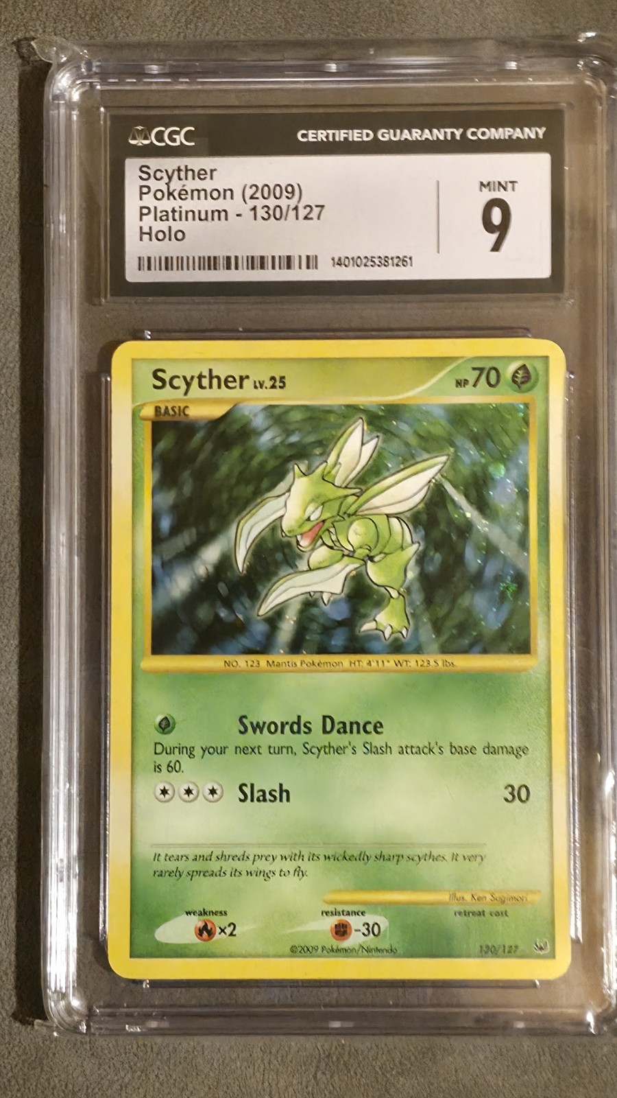 CGC 9 MINT Scyther 2009 Platinum 130/127 Holo Pokemon Card
