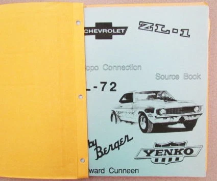 This is the 1990 printing of Edward Cunneen’s Chevrolet Camaro Copo Connection Source Book for ZL-1, L-72 and Yenko vehicles.