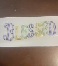 BLESSED Rhinestone Transfer Multi Color SS10 Purple Yellow Green Iron On Bling