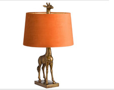 Animal Table Lamp Giraffe Gold Base Orange Shade Deco Home Lighting, Table Lamp