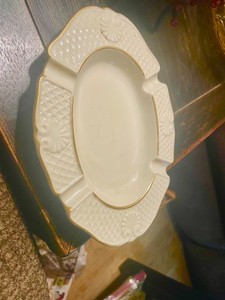 Vintage Lenox Ashtray Made In The USA Weaved  With Seashells And Gold Trim