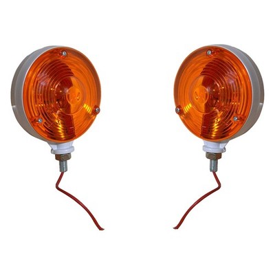 Amber Lens White Frame Fits Ford Case IH Kubota John Deere Tractor Hazard light