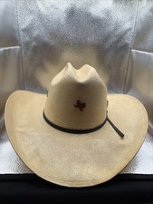 RESISTOL Western Cowboy Hat/ Self-Conforming/Ivory Straw/ Texas Pin Size 7 1/8