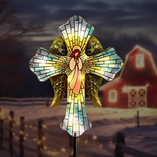 Solar Cross Garden Stake Lights for Outdoor Garden,Cemetery,and Yard Angel