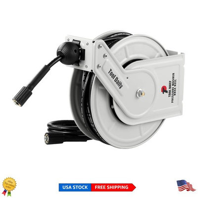 #ad 60FT Auto Rewinding Pressure Washer Hose Reel 3600 PSI Heavy Duty Metal Build $268.98