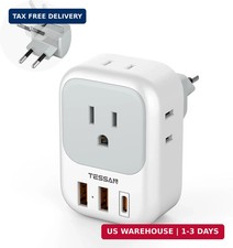 TESSAN European Travel Plug Adapter, Europe Adapter with 4 Outlets and 3 USB 1 U