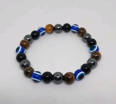 Men's Evil Eye Bracelet Natural Stone Bead Protection Good Luck Amulet Bracelet