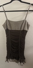 Bebe Vintage Y2K Two-Tone Brown and Beige Ruched Mini Dress Size 8