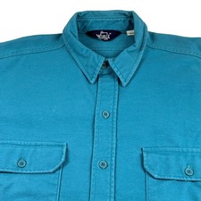 Vintage Woolrich Chamois Flannel Shirt Men s XL Teal Green USA Heavyweight Soft