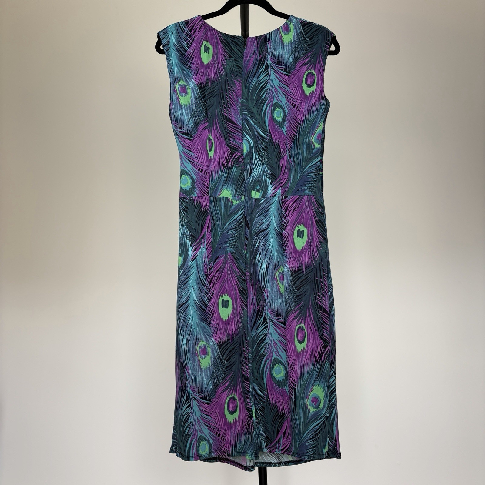 Phase Eight Vibrant Peacock Feather Print Sleeveless Fitted Dress Size UK 14 image 6