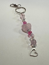 Blush Pink Heart Beaded Keychain or Purse Charm  Romantic Valentine Gift