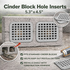 Cinder Block Hole Covers Set of 2 – 5.3” x 4.5” Block Wall Insert Mesh Screen