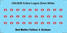 Cobra Logo Waterslide Decals - Opaque Red - 5mm Wide for GI Joe  figures