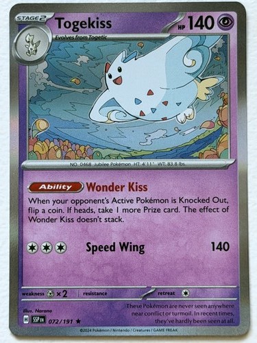 Togekiss 72/191 Surging Sparks Rare Holo Near Mint Pokemon