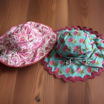 Lot of 2 YO BABY Sun Hats Girls Toddler OS Boho Prints Reversible Floppy Hat NWT