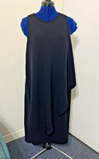Lauren Ralph Lauren Sleeveless Midi Black Ruffle Dress Size 16 LBD Church