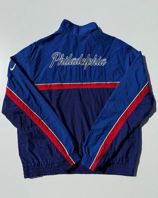 Vintage Nike NBA Philadelphia 76ers Windbreaker Jacket Spellout Embroidered Size