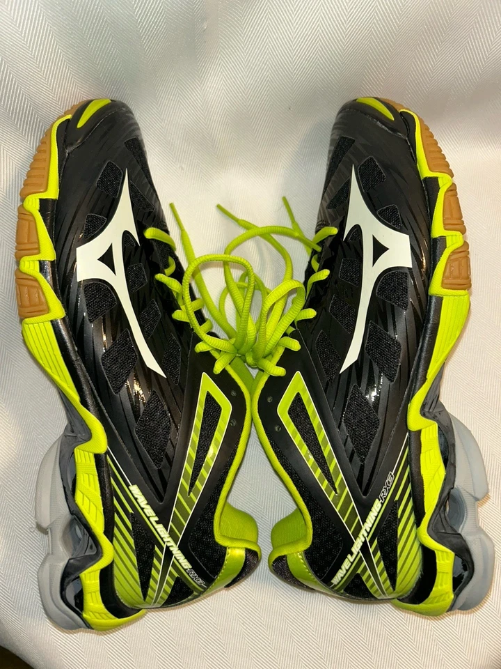 MIZUNO WAVE LIGHTING RX3 BLACK GREEN VOLLEYBALL  SHOES WOMEN'S SIZE 11.5 - Image 4 of 4