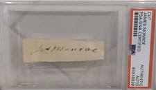 President James Monroe signed cut PSA DNA Slabbed Rare Autograph Founding Father