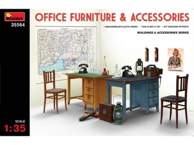 1:35 Miniart Büro Möbel & Zubehör Bausatz MIN35564 Modell