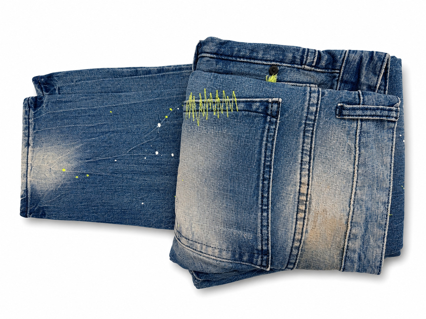 Size 32 Neon Paint Splatter Denim