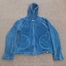 American Giant M Polartec Fleece Zip Hoodie Womens Teal Blue High Pile USA Made