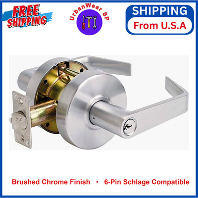 Master Lock Keyed Entry Door Lock, Brushed Chrome Finish Commercial Door Handle