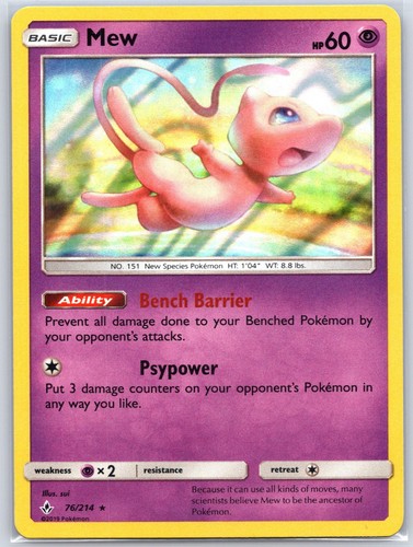 Mew 76/214 Holo SM - Unbroken Bonds Pokemon sui 2019 NM