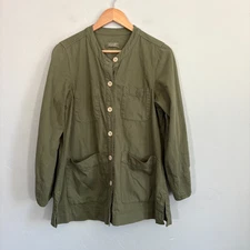 Toast Utility Denim Jacket Women Size 8 Green Garment Dyed Lightweight